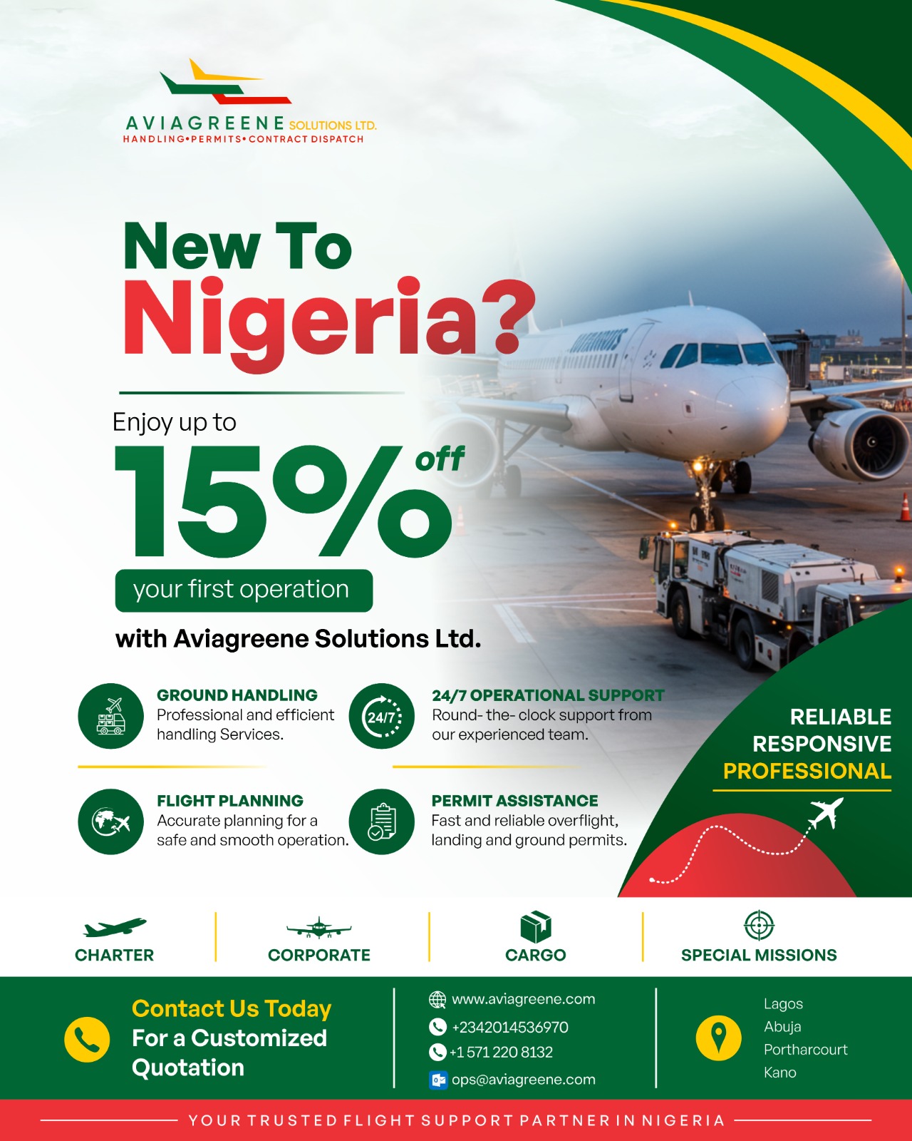 Nigeria flight planning campaign offer with discounted aviation support